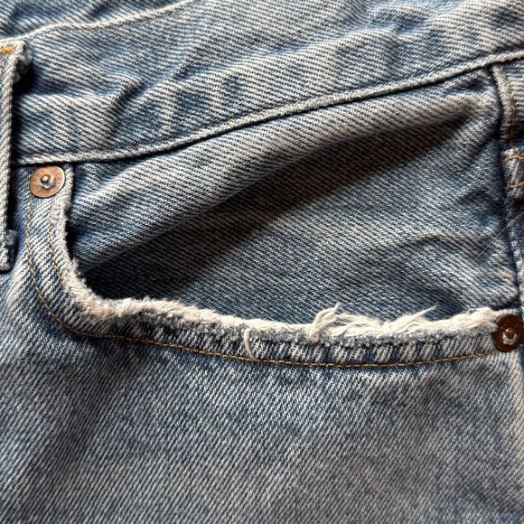 Agolde Parker Long Classic Blue Jean Shorts Size 27 - Picture 5 of 11